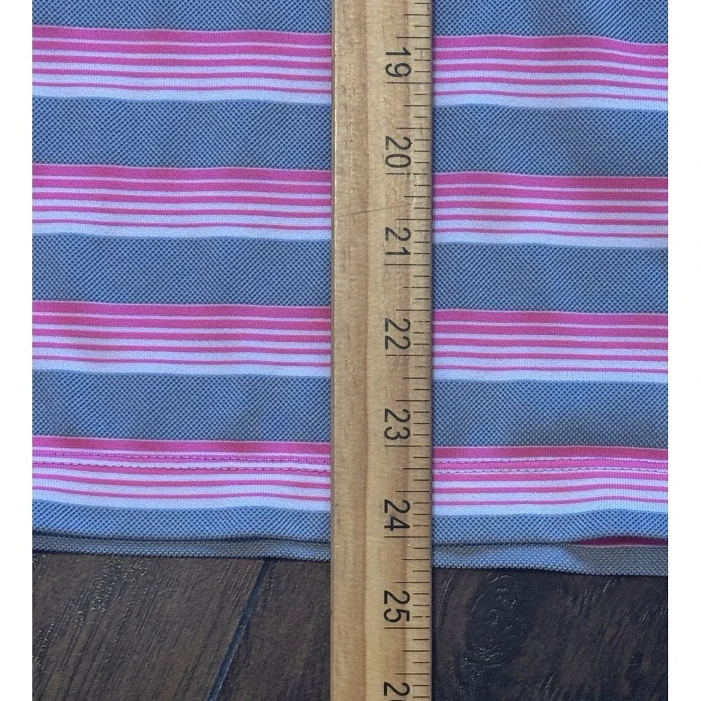 Nike Dri Fit Shirt Golf Polo Men‎ Medium Pink Gray White Stripe Tour Performance